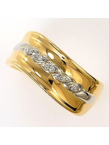 Unbranded PT900 Platinum 18K YG Yellow Gold Ring, 1 Diamond 0.03ct, Total Weight 4.6g, Jewelry (view 1)