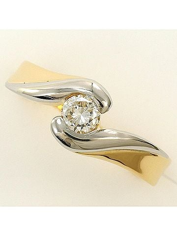 Unbranded PT900 Platinum 18K YG Yellow Gold Ring with 0.19ct Diamond, Total Weight 2.6g, Jewelry (view 1)