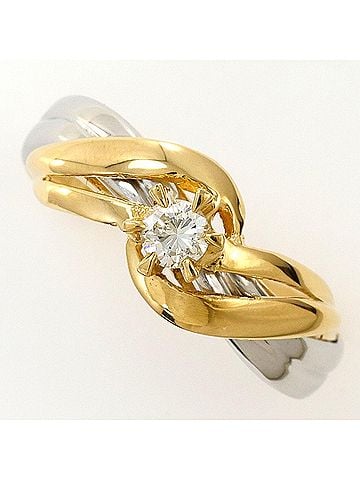 Unbranded PT900 Platinum 18K YG Yellow Gold Ring with 0.12ct Diamond, Total Weight 2.4g, Jewelry (view 1)