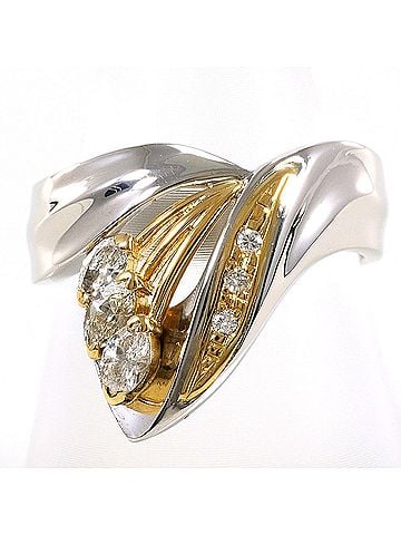 Unbranded PT900 Platinum 18K Yellow Gold Ring - 1 Diamond 0.27ct, 0.03ct, Total Weight 8.4g Jewelry (view 1)