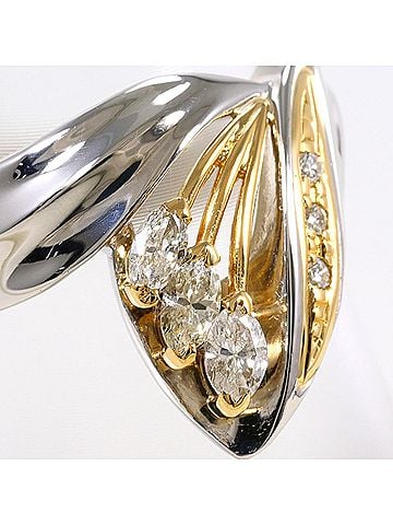 Unbranded PT900 Platinum 18K Yellow Gold Ring - 1 Diamond 0.27ct, 0.03ct, Total Weight 8.4g Jewelry (view 2)