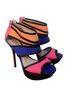 Biondini Color Block Orange Blue Pink Heels Size 7 - photo 1