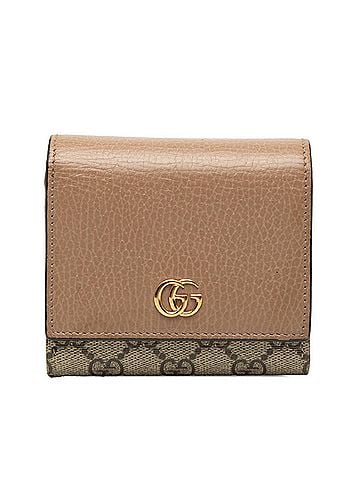 Gucci Gucci GG Supreme Marmont Bi-fold Wallet 598587 Beige Brown Leather Women's GUCCI (view 1)