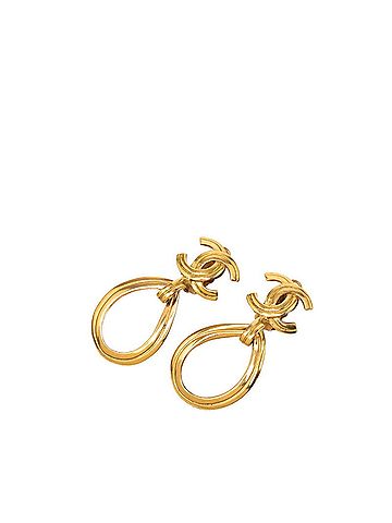 Chanel Chanel Coco Mark Vintage Teardrop Earrings, 96P Stamp, Gold Plated, Women's CHANEL (view 1)