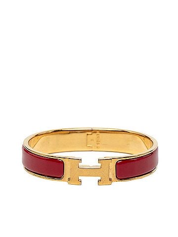 Hermès Hermes Click H PM Enamel Bracelet Bangle Gold Red Plated Women's HERMES (view 1)