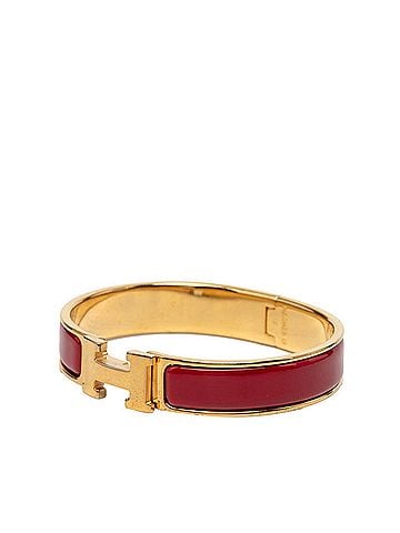 Hermès Hermes Click H PM Enamel Bracelet Bangle Gold Red Plated Women's HERMES (view 2)