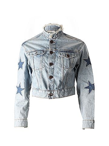 Sandro Sandro Paris Liverpool Embellished Denim Jacket in Blue Denim (view 1)