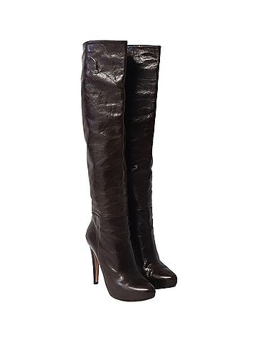 Prada Prada Knee-High High Heel Boots in Brown Leather (view 1)