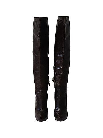 Prada Prada Knee-High High Heel Boots in Brown Leather (view 2)