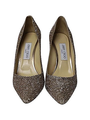 Jimmy Choo Jimmy Choo Romy Pumps in Gold Glitter Tulle (view 2)