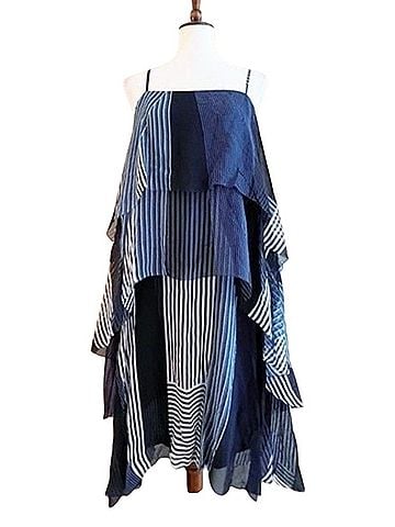 Jason Wu Collage Stripe Silk Tiered MIDI Dress Casual Dress (view 1)