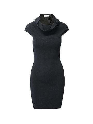A.L.C. A.L.C Ribbed Knit Cowl Neck Body Con Dress in Black Viscose (view 1)