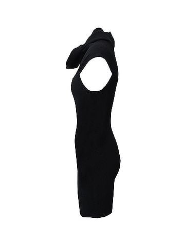 A.L.C. A.L.C Ribbed Knit Cowl Neck Body Con Dress in Black Viscose (view 2)