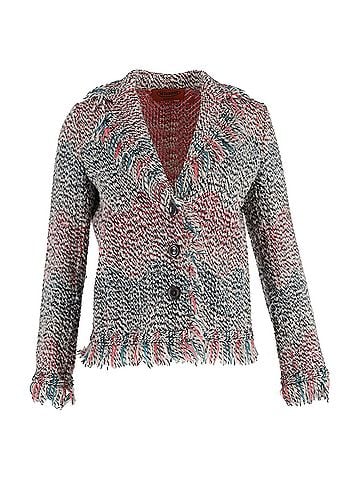 Missoni Missoni Knitted Fringed Single-Breasted Jacket in Multicolor Wool (view 1)