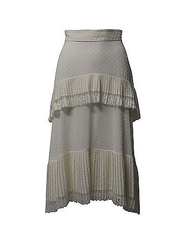 Zimmermann Zimmermann Midi Skirt in White Polyester (view 1)