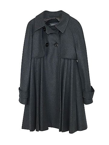 Sportmax Sportmax Double Breasted Pleated Coat Dress in Grey Virgin Wool (view 1)