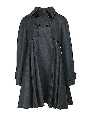 Sportmax Sportmax Double Breasted Pleated Coat Dress in Grey Virgin Wool (view 2)