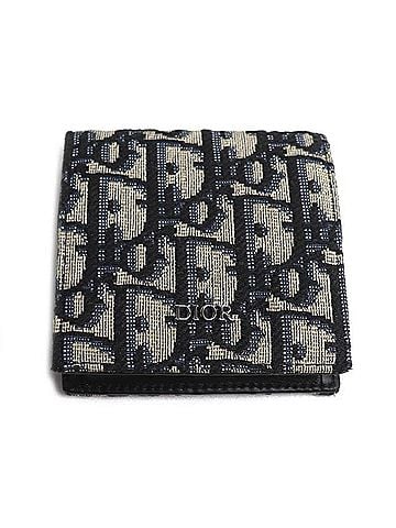 Christian Dior Christian Dior Dior Oblique Coin Purse/Coin Case, Beige/Navy, Men's/Women's (view 1)