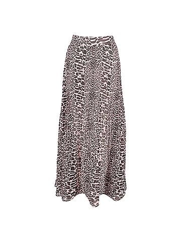 Ganni Ganni Pleated Georgette Maxi Skirt in Animal Print Polyester (view 1)