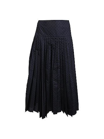 Christian Dior Christian Dior Dotted Tulle Pleated Midi Skirt in Navy Blue Polyamide (view 1)