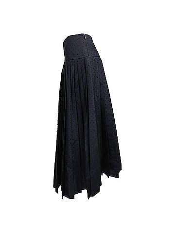 Christian Dior Christian Dior Dotted Tulle Pleated Midi Skirt in Navy Blue Polyamide (view 2)