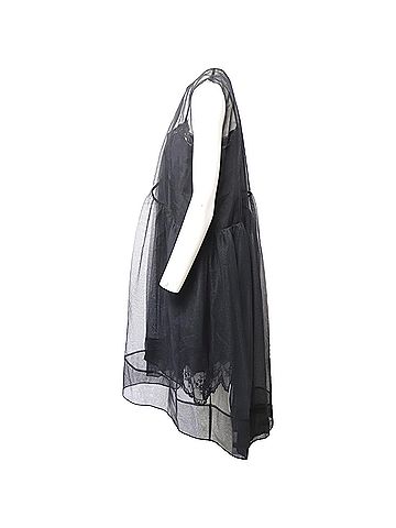 Simone Rocha Simone Rocha Overlay Mesh Baby Doll Dress in Black Silk (view 2)