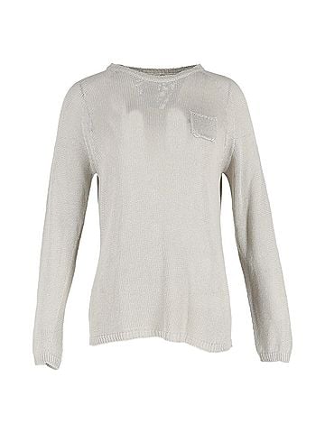 maxmara Max Mara Knitted Crewneck Sweater in Grey Linen (view 1)