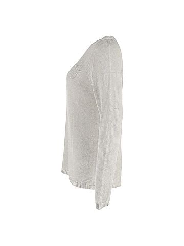 maxmara Max Mara Knitted Crewneck Sweater in Grey Linen (view 2)