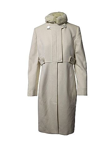 Versace Versace Coat with Fur Collar in White Cotton (view 1)