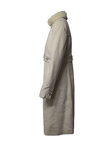 Versace Versace Coat with Fur Collar in White Cotton (view 2)