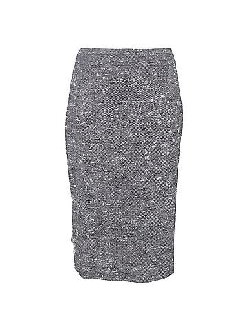 Max Mara Max Mara Tweed Midi Pencil Skirt in Grey Wool (view 1)