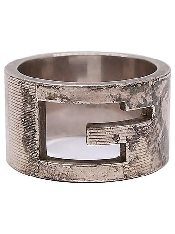 Gucci GUCCI SV925 Branded G Cutout Wide Ring, Silver, Women's (view 1)