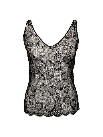 Chanel Chanel Lace Detailed Tank Top in Black Cotton (view 1)