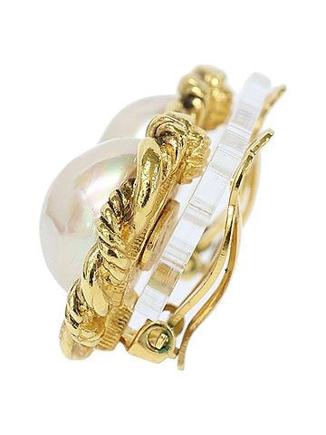 Chanel CHANEL 1984 Pearl Round Earrings, Yellow Gold, Pearl, Women's (view 2)