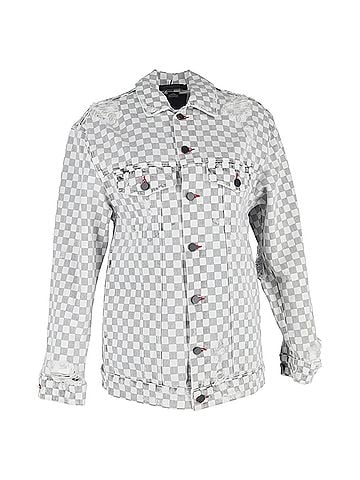 Alexander Wang Alexander Wang Daze With Checkerboard Print Denim Jacket in Grey Cotton (view 1)