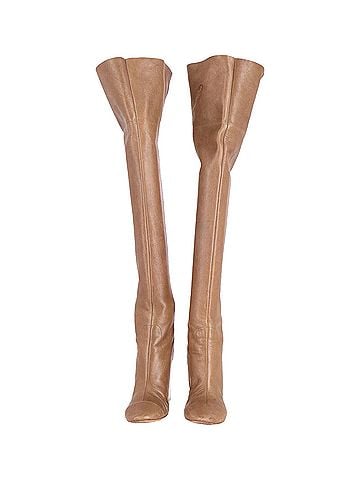 Chloé Chloe Clear Heel Over-The-Knee Boots in Tan Leather (view 2)
