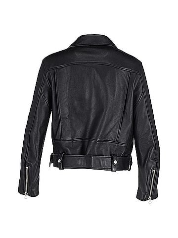 Acne Acne Studios Zip Up Biker Jacket in Black Leather (view 1)