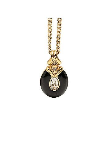 Christian Dior Christian Dior Dior necklace, gold and black plated with rhinestones, for women. (view 1)