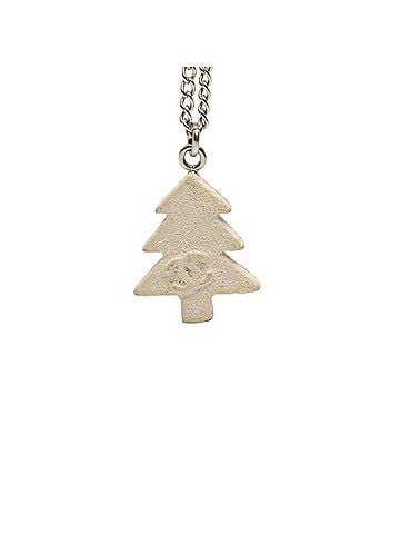 Chanel Chanel Coco Mark Christmas Tree Motif Necklace 03A Silver White Metal Women's CHANEL (view 1)