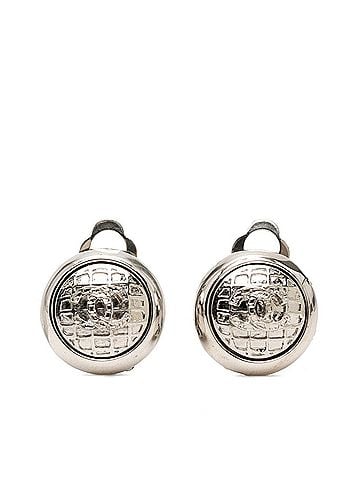Chanel Chanel Coco Mark Round Earrings 00A Silver Metal Women's CHANEL (view 1)