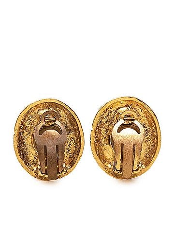 Chanel Chanel Round Earrings, Gold Plated, Women's. (view 2)