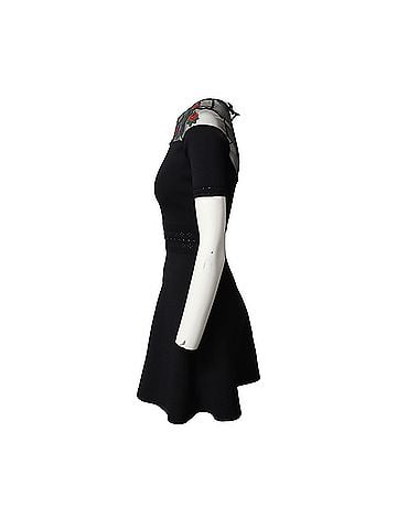 Sandro Sandro Paris Rose Appliqued Mini Dress in Black Viscose (view 2)