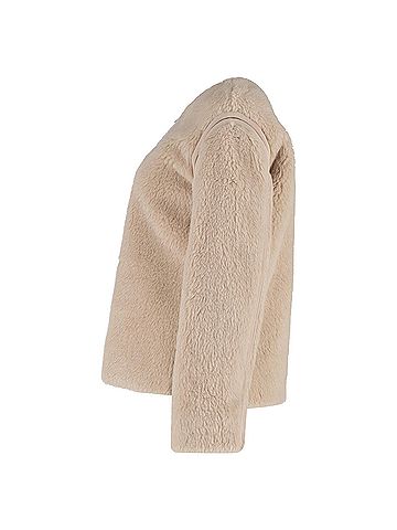 Max Mara Max Mara Panno Grosgrain-Trimmed Jacket in Beige Wool (view 2)