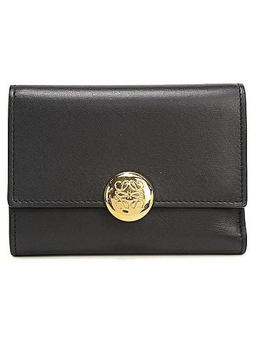 Loewe LOEWE CANBS33X01 Vertical Wallet Small Pebble Tri-fold for Women, Black (view 1)