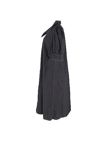 Ganni Ganni V-Neck Puff-Sleeved Poplin Maxi Dress in Black Cotton (view 2)