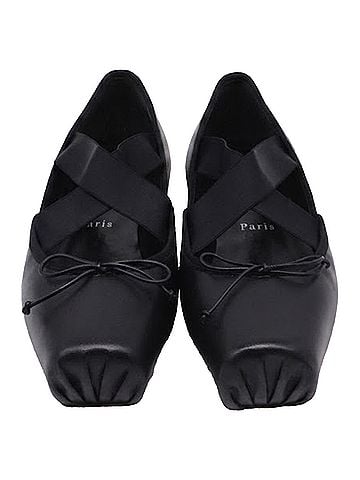 Christian Louboutin Christian Louboutin Cassiasticina Ballerinas in Black Leather (view 2)