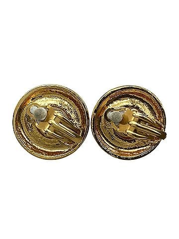 Chanel Chanel Coco Mark Earrings, Metal, White with Gold Hardware, Women's (view 2)