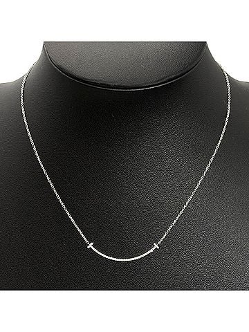Tiffany & Co. Tiffany &amp; Co. T Smile Small Necklace with Diamonds, 18K White Gold, 2.3g, Women's (view 2)