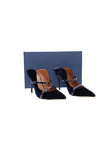 Malone Souliers Malone Souliers 100mm Maureen Mules in Navy Blue Leather (view 2)