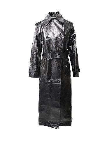 VALENTINO By Mario Valentino Valentino Trench Coat in Black Leather (view 1)